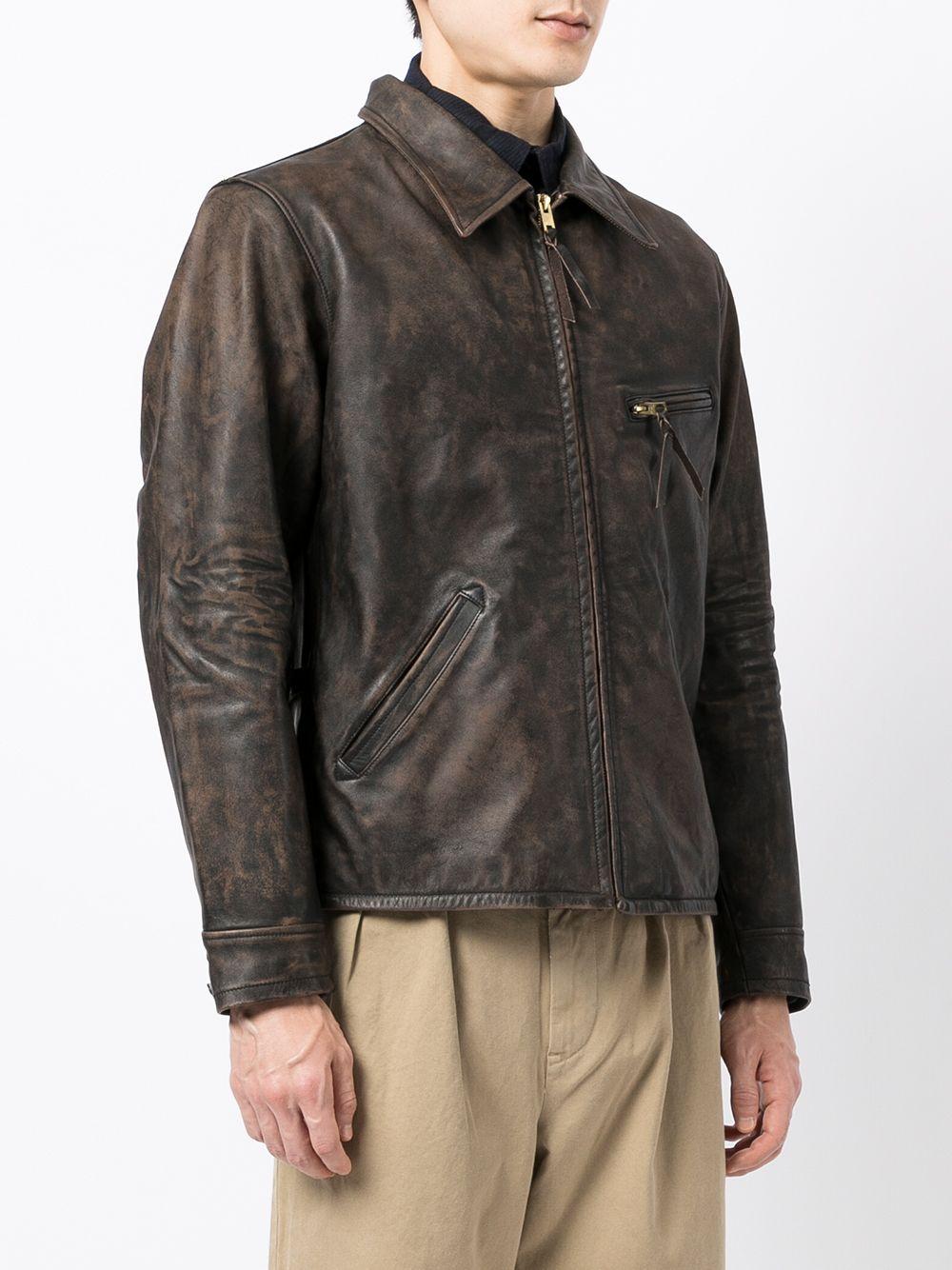 zipped leather jacket Product Image