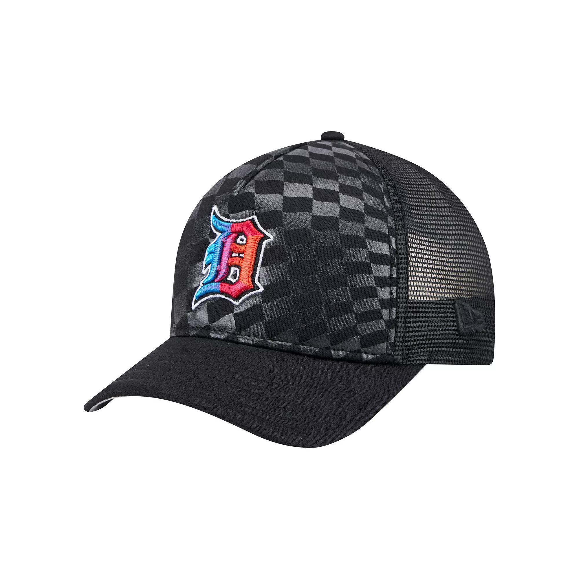 Men's New Era Black Detroit Tigers Gradient 9FORTY A-Frame M-Crown Trucker Adjustable Hat Product Image