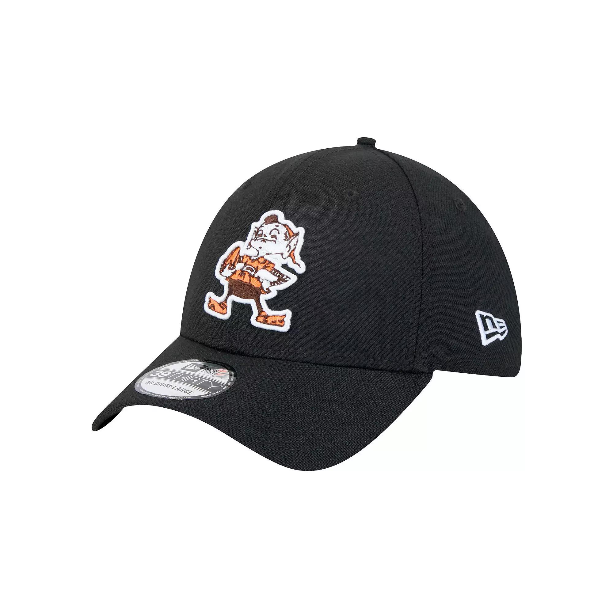 Men's New Era Black Cleveland Browns Throwback Main 39THIRTY Flex Hat,  Product Image