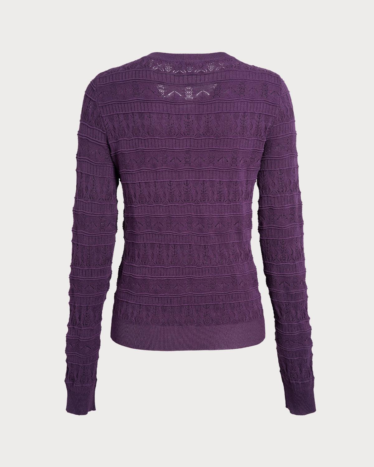 Purple Textured Slim Knit Tee Product Image