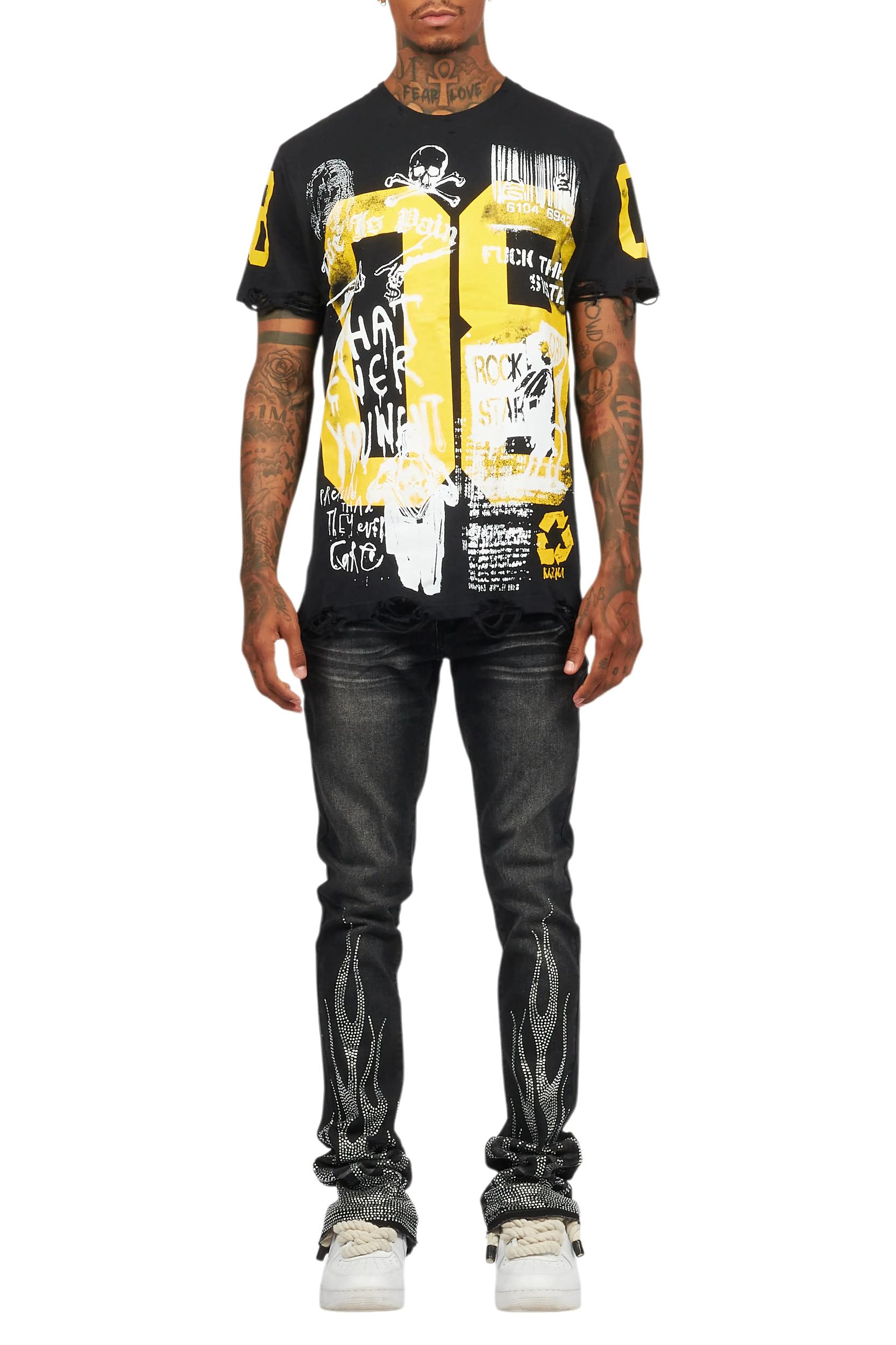 Kammile Black/Yellow Oversized T-Shirt Female Product Image