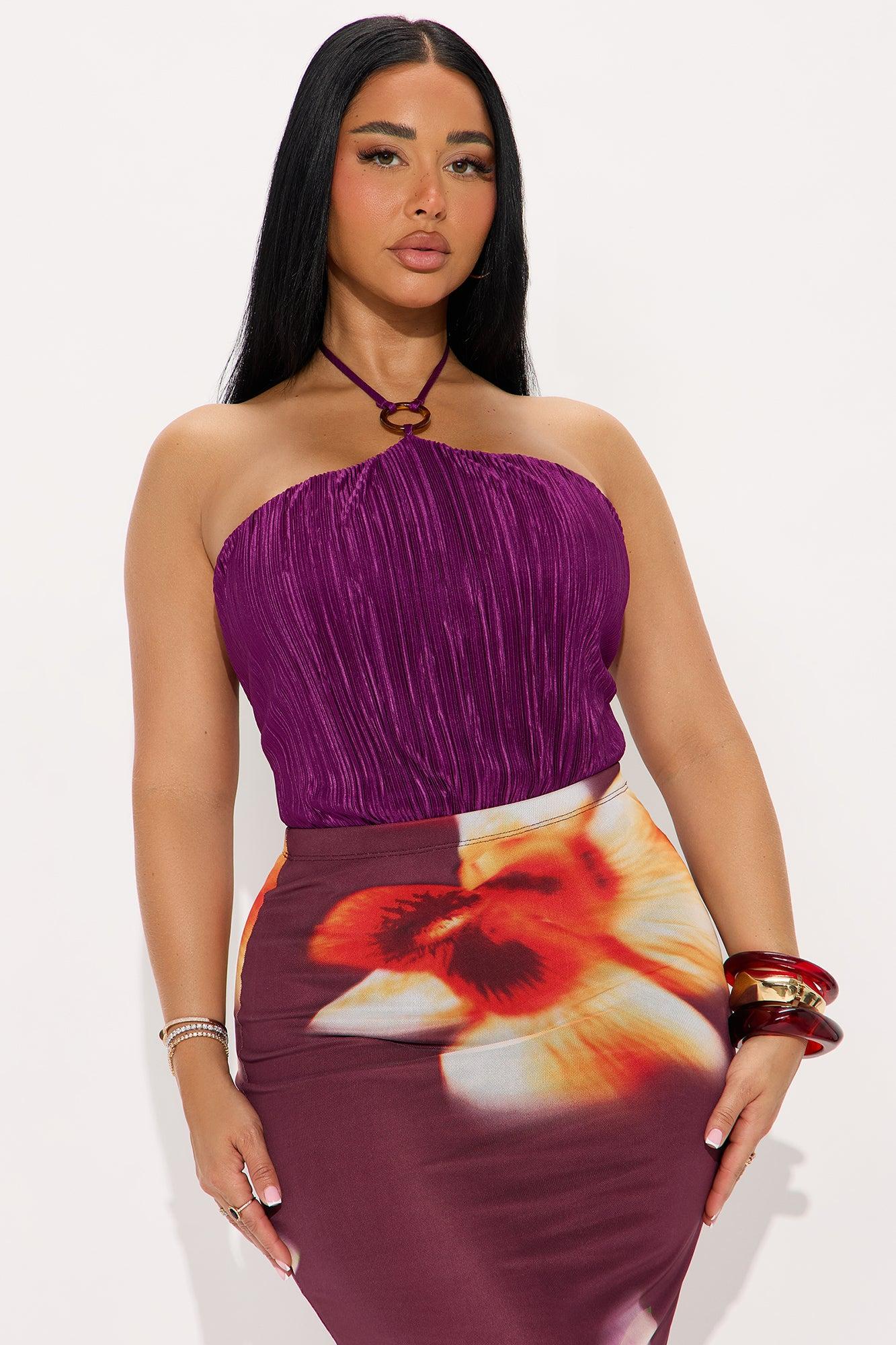 Weekend Getaway Halter Bodysuit - Purple Female Product Image