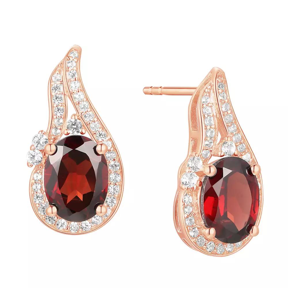MASTERPIECE 14k Rose Gold Over Sterling SIlver Garnet Stud Earrings, Women's Product Image