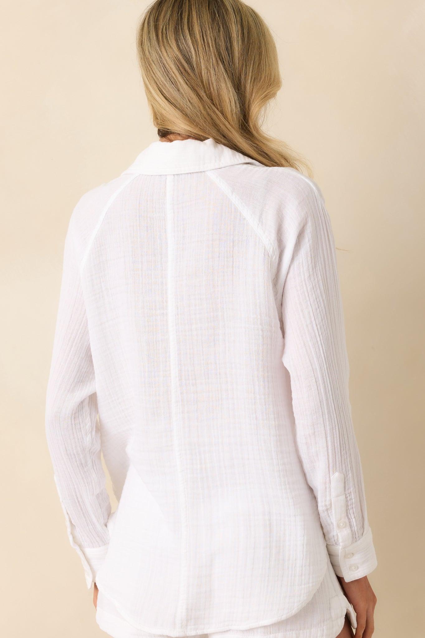 Z Supply White Cotton Perfect Airy Gauze Button Up Top Product Image