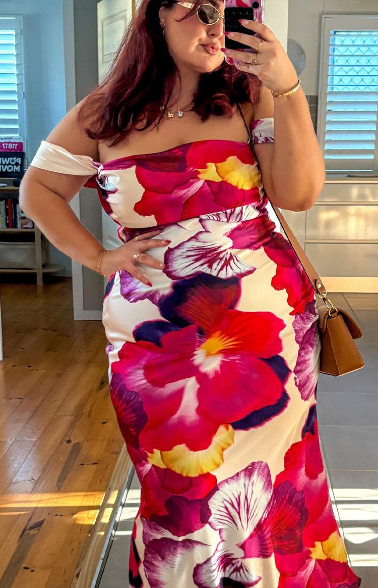 Ella Pink Floral Print Off Shoulder Formal Dress Baby Product Image