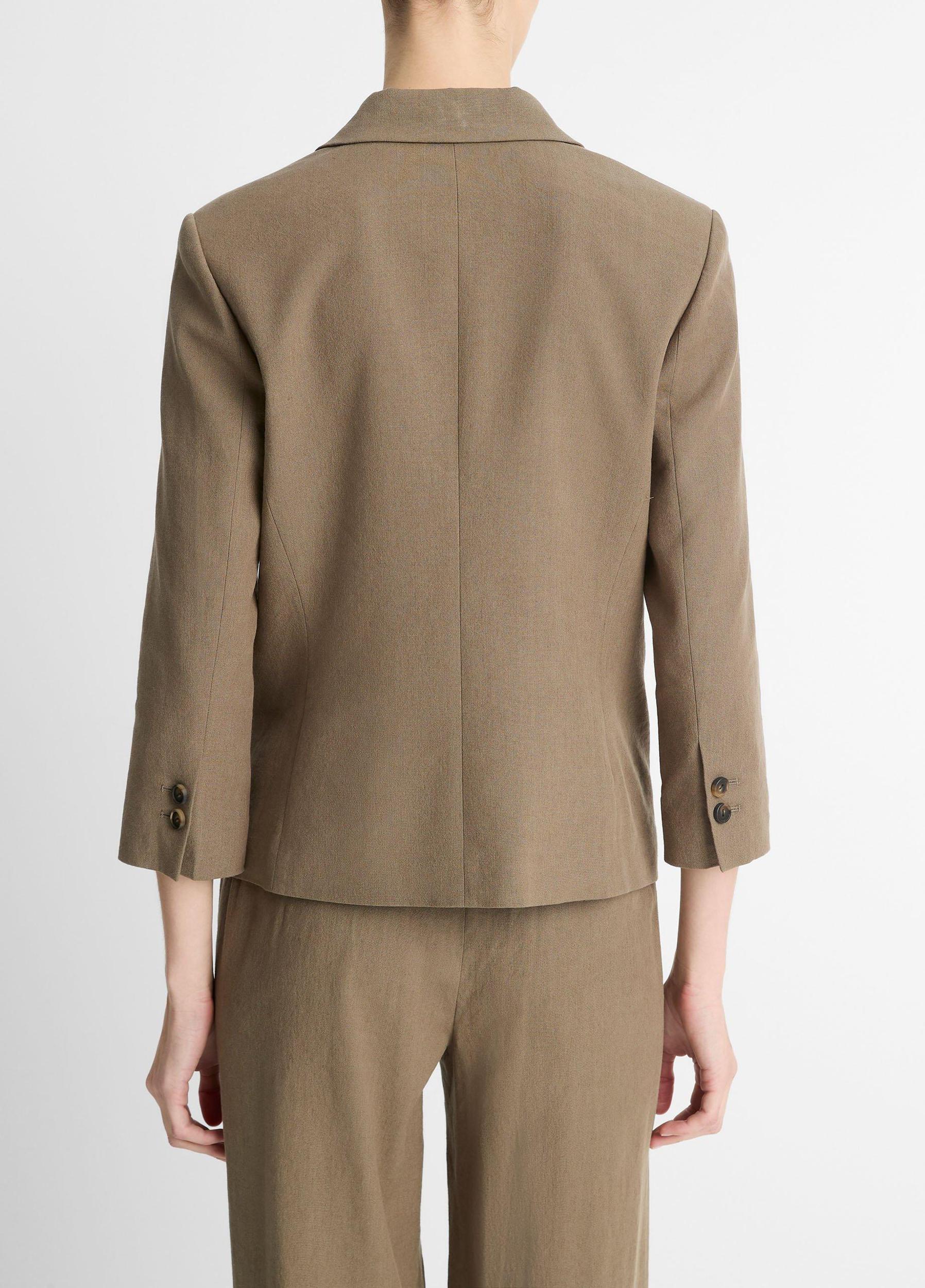Linen-Blend Shrunken Blazer Product Image