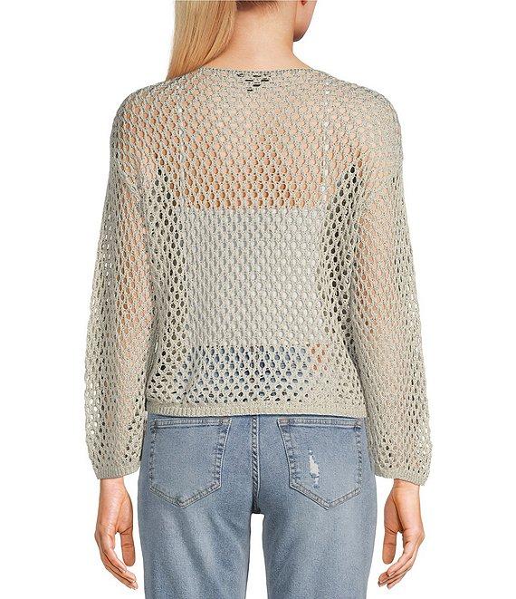 Say What Open Weave Boat Neck Dolman Long Sleeve Top Product Image