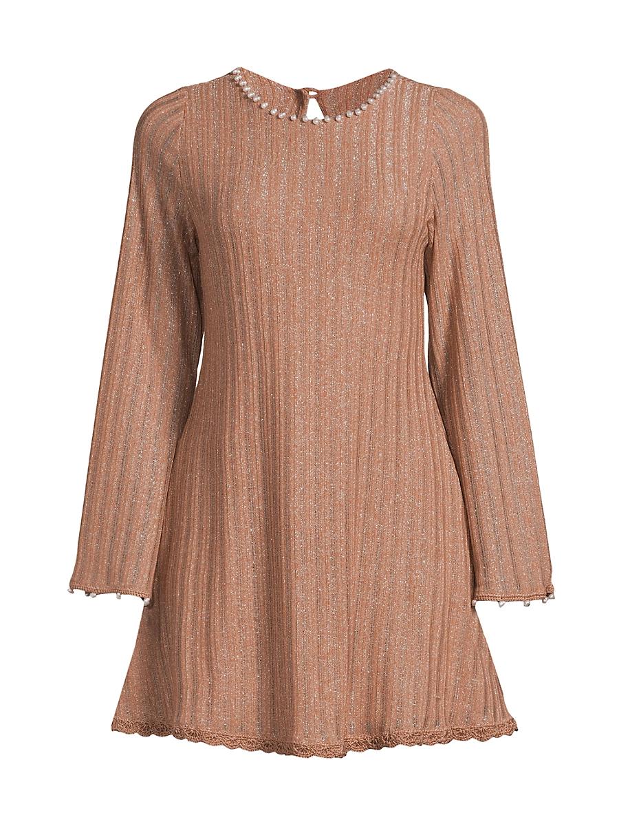 Womens Time Dalia Metallic Ribbed Minidress Product Image