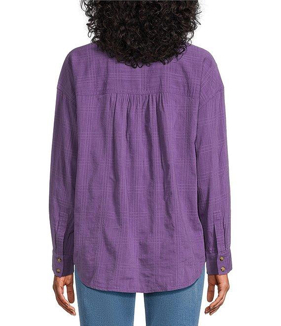 Westbound Woven Collared Oversized Long Sleeve Top Product Image