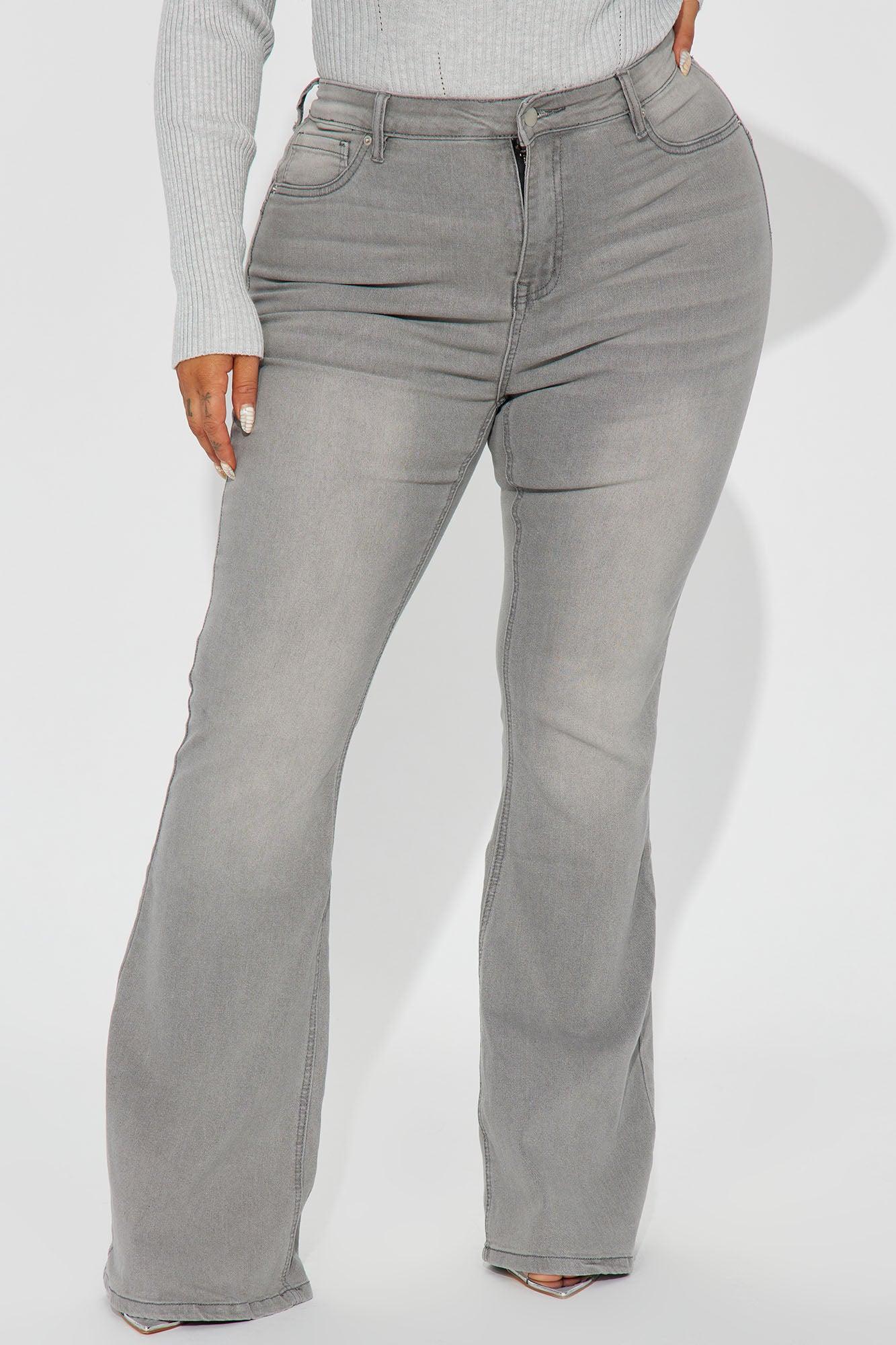 Audrey Booty Lifting Stretch Flare Jeans - Grey Product Image