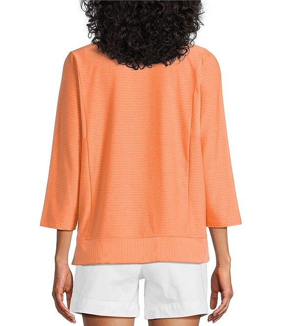 Westbound Knit 3/4 Sleeve Crew Neck Ribbed Detail Top Product Image