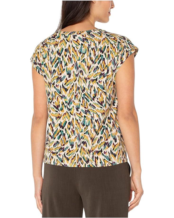 Petite Sleeveless Shoulder Pleat Boat Neck Knit Top Product Image