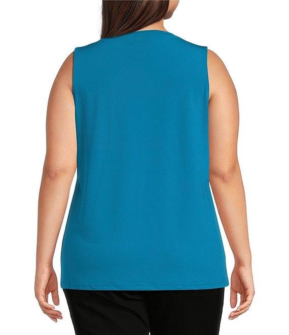 Ali Miles Plus Size Crepe Lux Crew Neck Sleeveless Tank Product Image