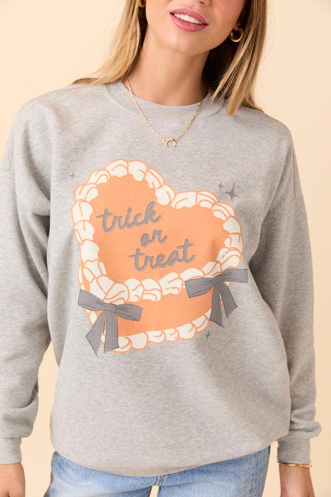 Trick Or Treat Cake Light Grey Graphic Sweatshirt Product Image