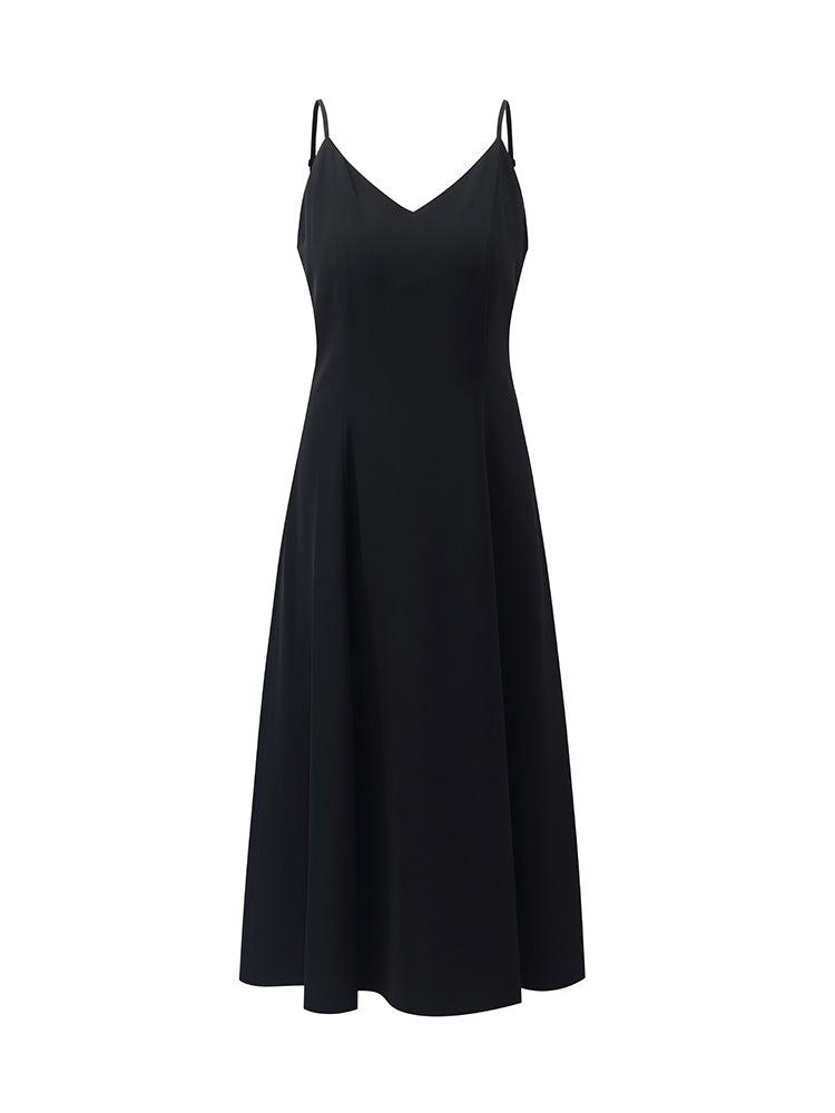 Women Spaghetti Strap Midi Dress With Detachable Chest Pads Product Image