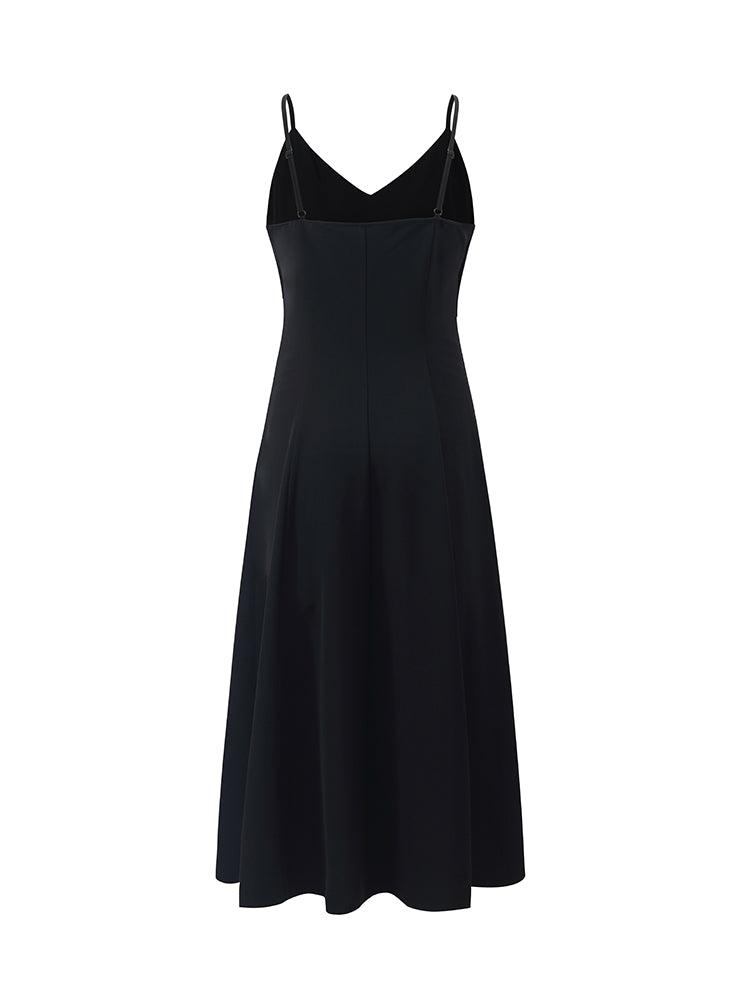 Women Spaghetti Strap Midi Dress With Detachable Chest Pads Product Image