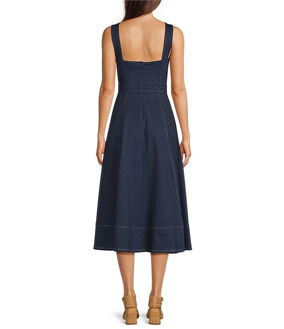 Jude Connally Sabrina Denim Sweetheart Neck Sleeveless Fit-And-Flare Midi Dress Product Image