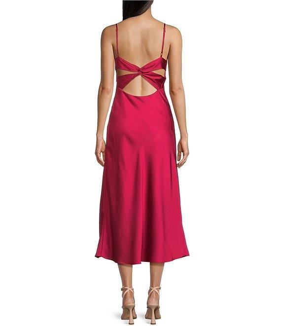 B. Darlin Satin Shirred Bust Midi Dress Product Image