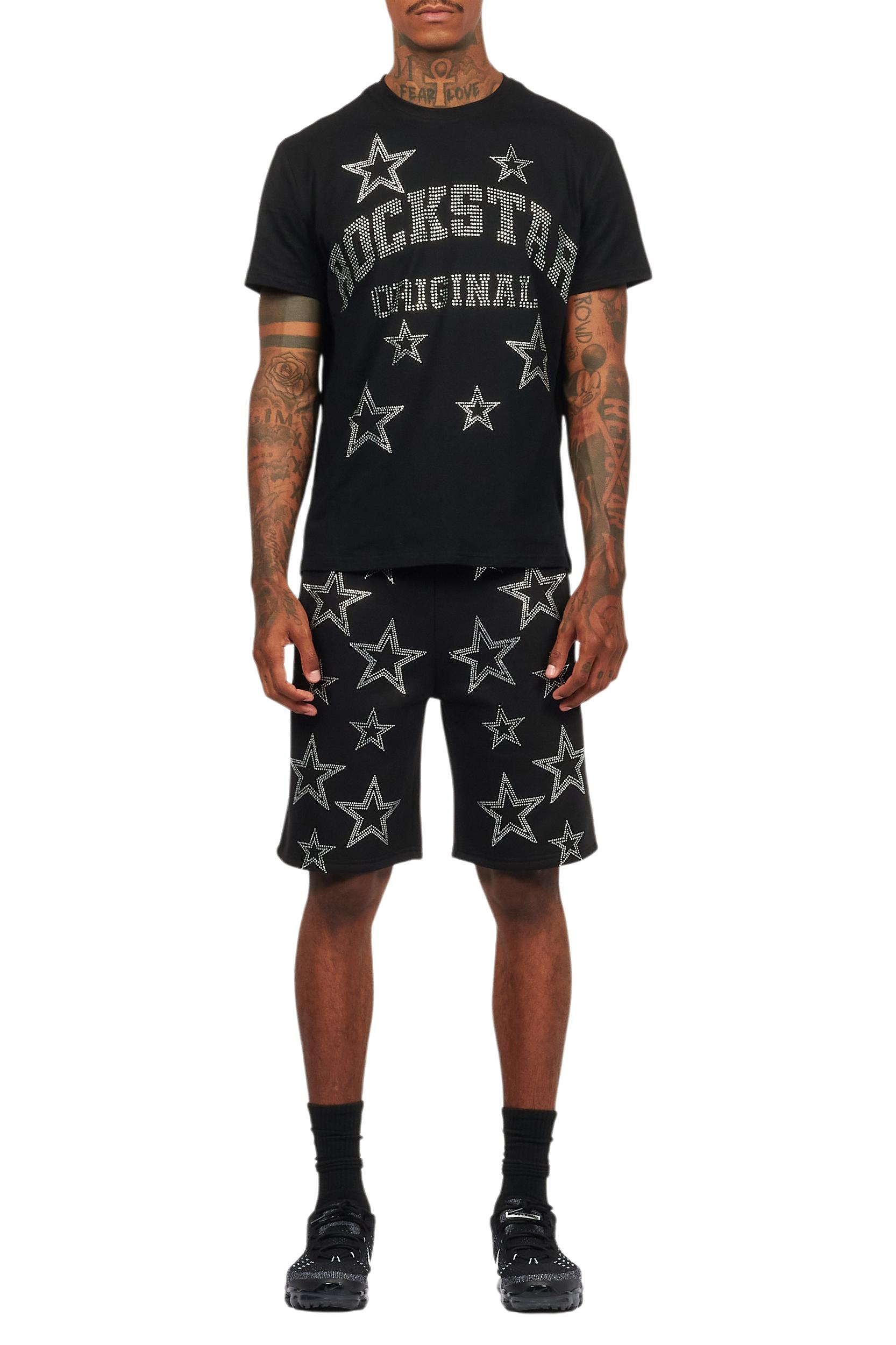 Nox Black Rhinestone T Shirt Short Set Male Product Image