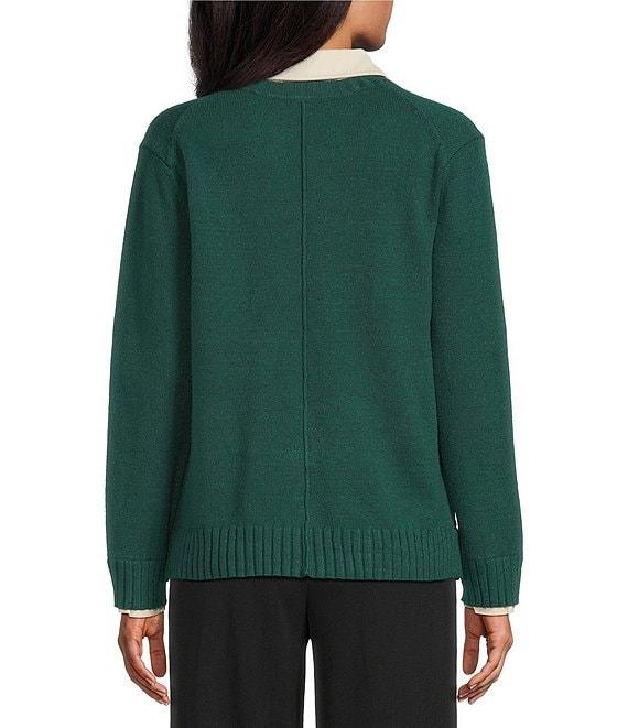 Investments Long Sleeve Point Collar Twofer Sweater Product Image