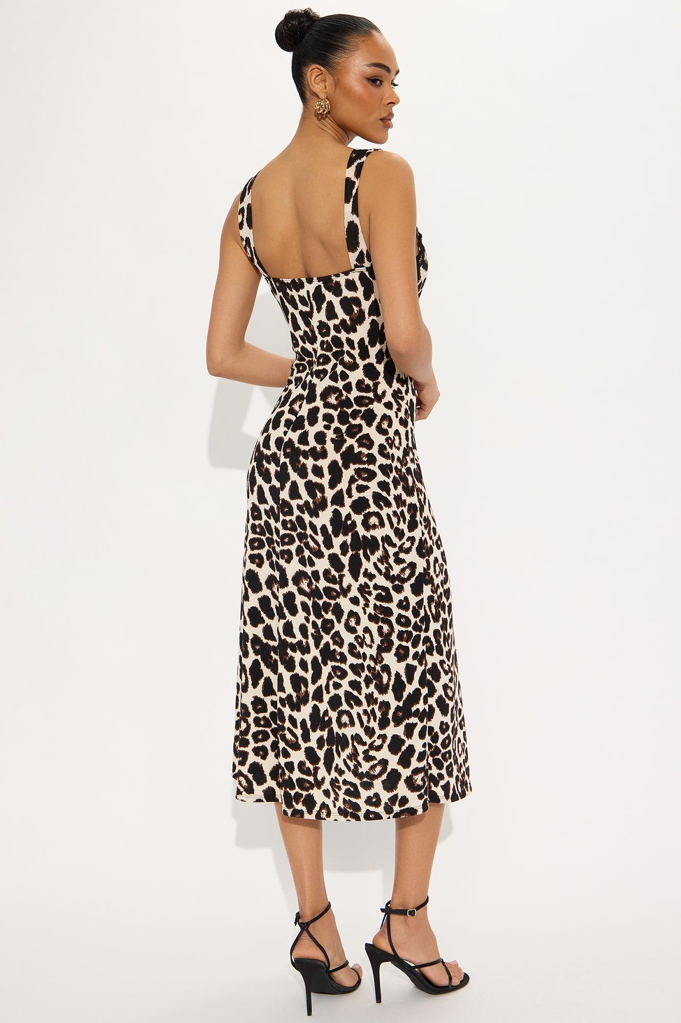 Charlene Slinky Leopard Midi Dress - Leopard Product Image