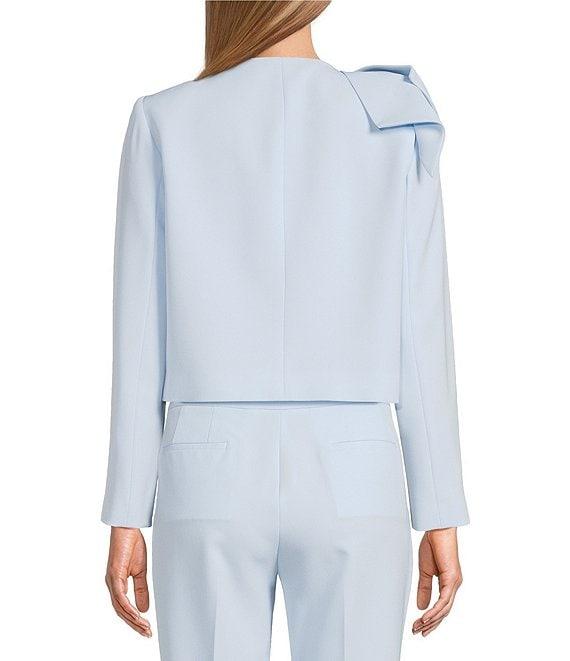Preston & York Brittani Crepe Oversized Bow Front Crew Neck Long Sleeve Snap Front Coordinating Jacket Product Image