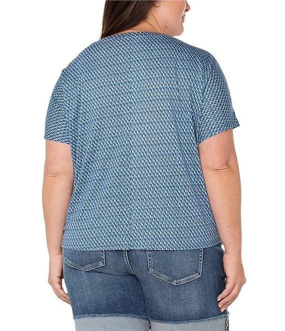 Liverpool Los Angeles Plus Size Slub Jersey Knit Crew Neck Short Sleeve Top Product Image