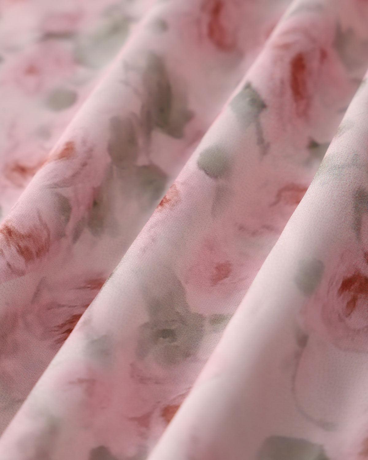 Pink Floral Shirred Slip Midi Dress Product Image