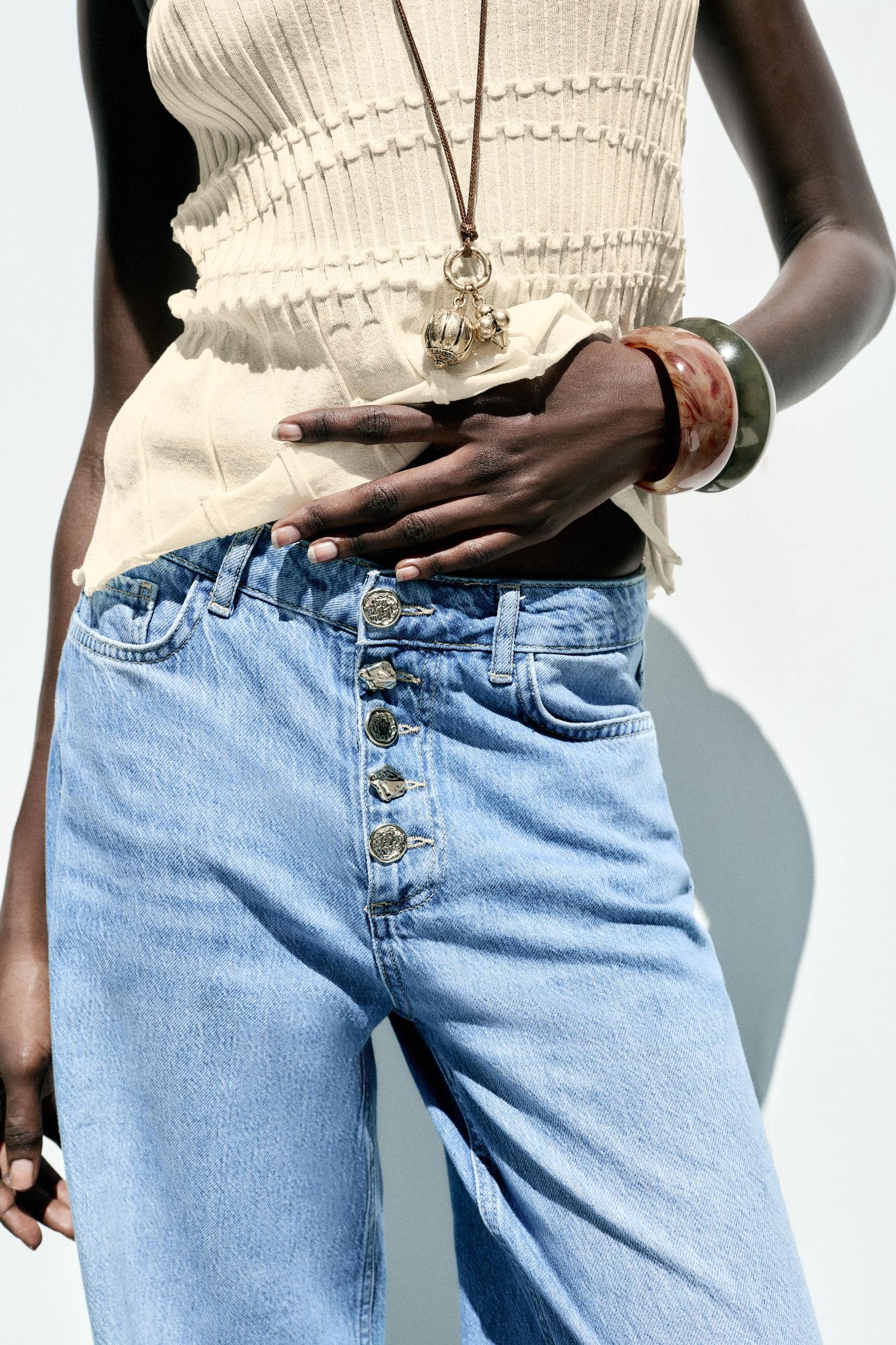 Z1975 HIGH RISE WIDE LEG BUTTON JEANS Product Image