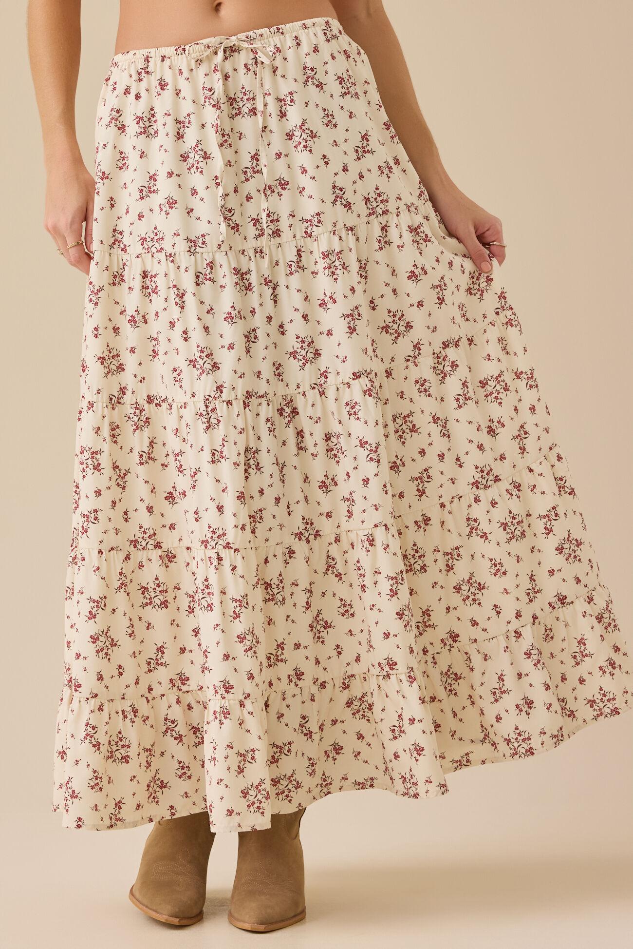 Phiona Floral Tie Waist Midi Skirt Product Image