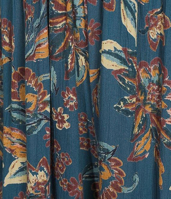 Angie Sleeveless Border Print Keyhole Knot Front Wide Leg Jumpsuit Product Image