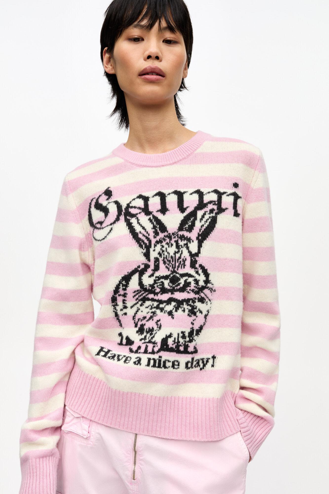 Striped Graphic Wool Bunny Sweater Product Image