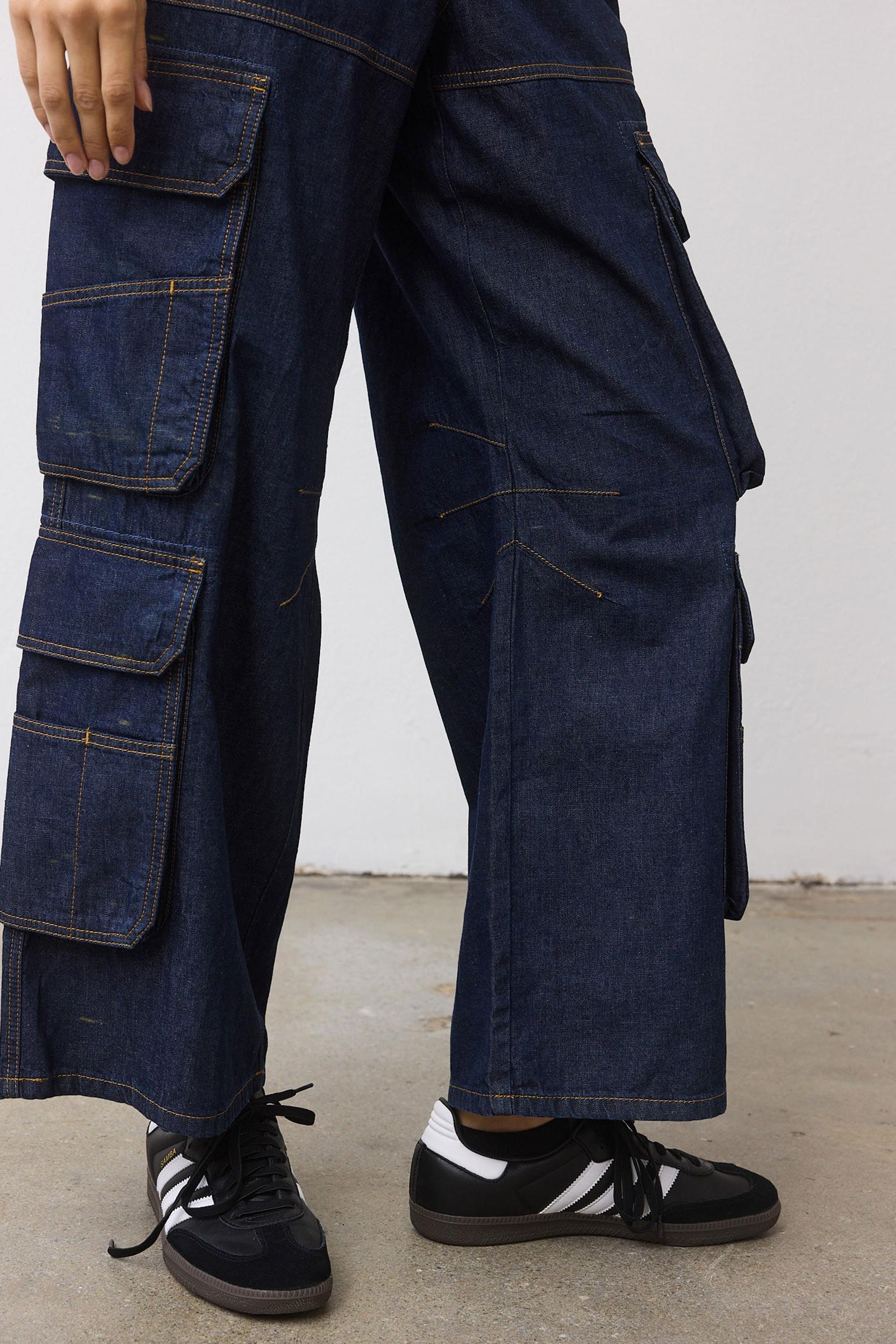 The Petite Off Duty Light Denim Cargo Pants Product Image