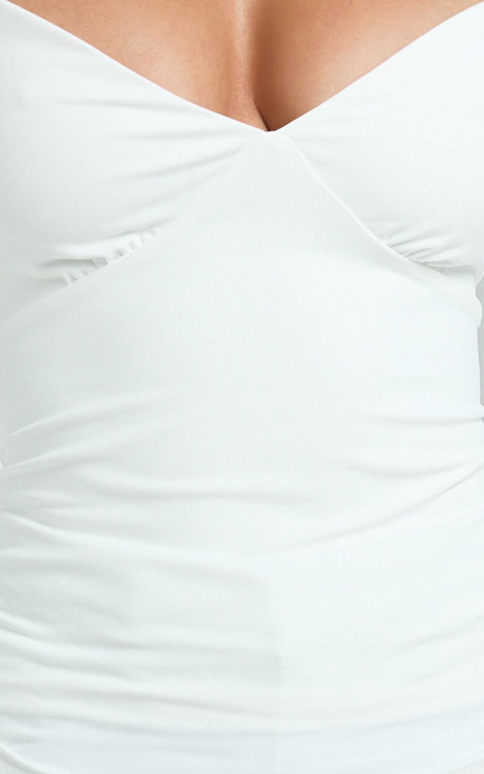 Kailey Top - Long Sleeve Sweetheart Neckline Gathered Top in White Product Image