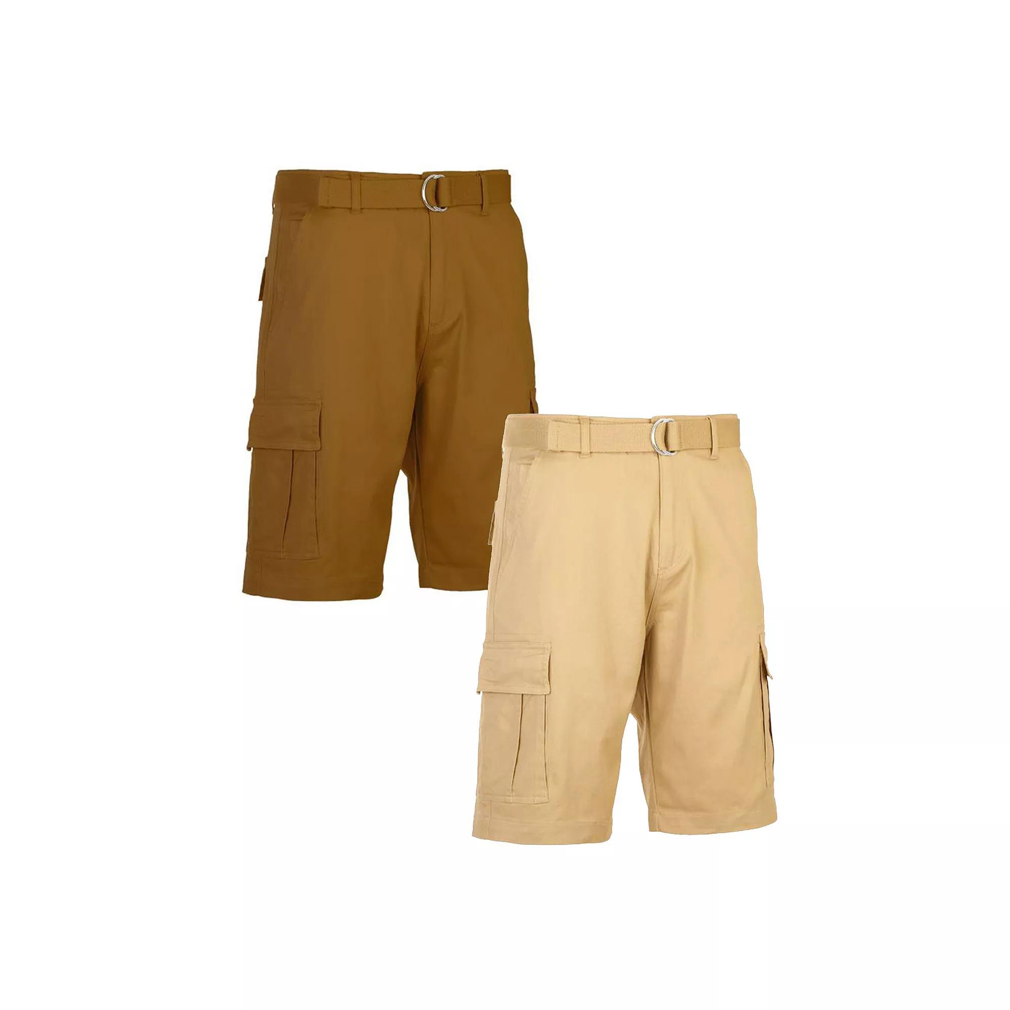 Men's Blu Rock 11.5" Men's Slim Fit Stretch Belted Cargo Shorts 2-Pack, Size: 30, Timber Green Product Image