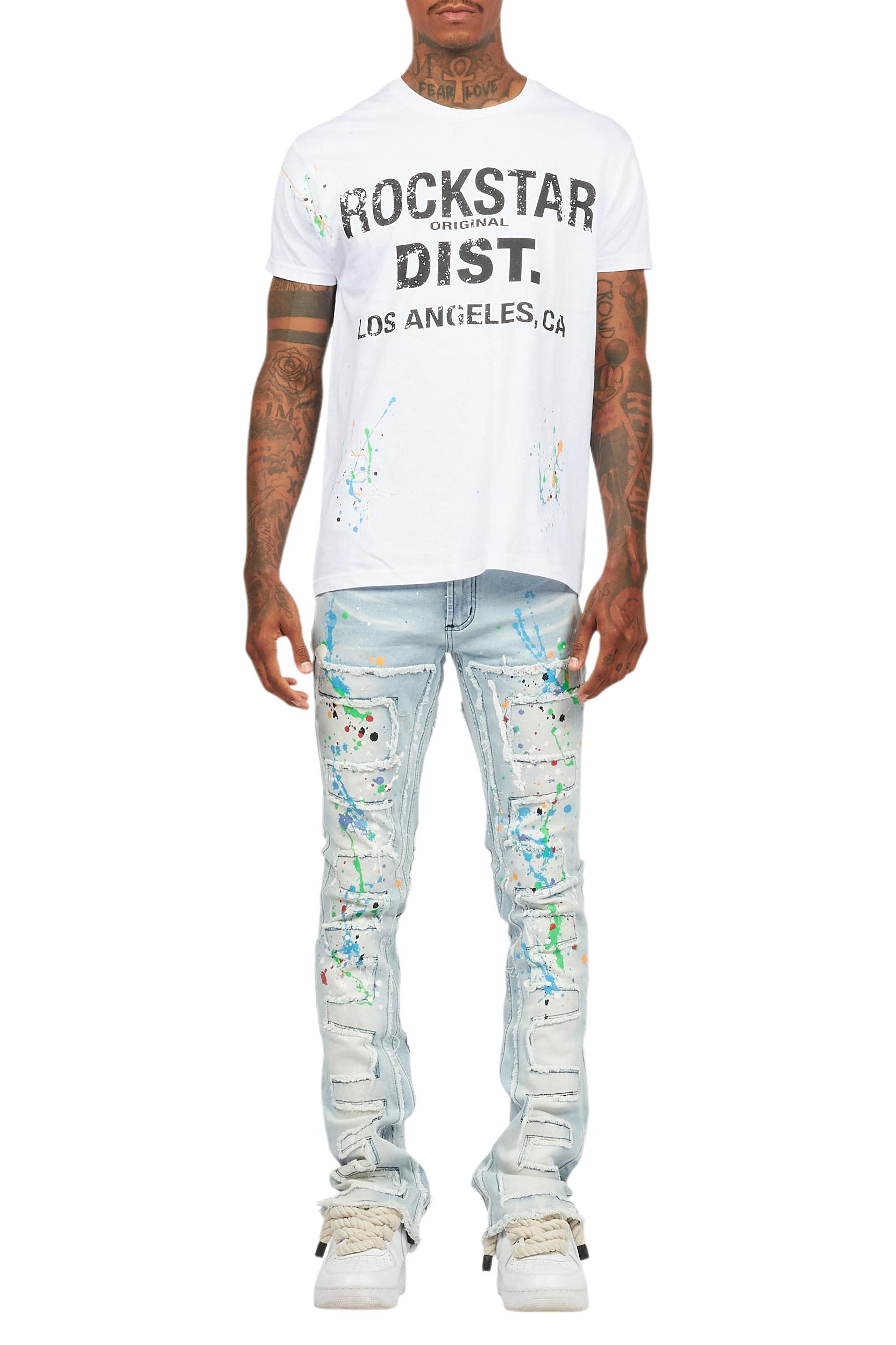 Oriel White/Black T-Shirt/Stacked Flare Jean Set Male Product Image