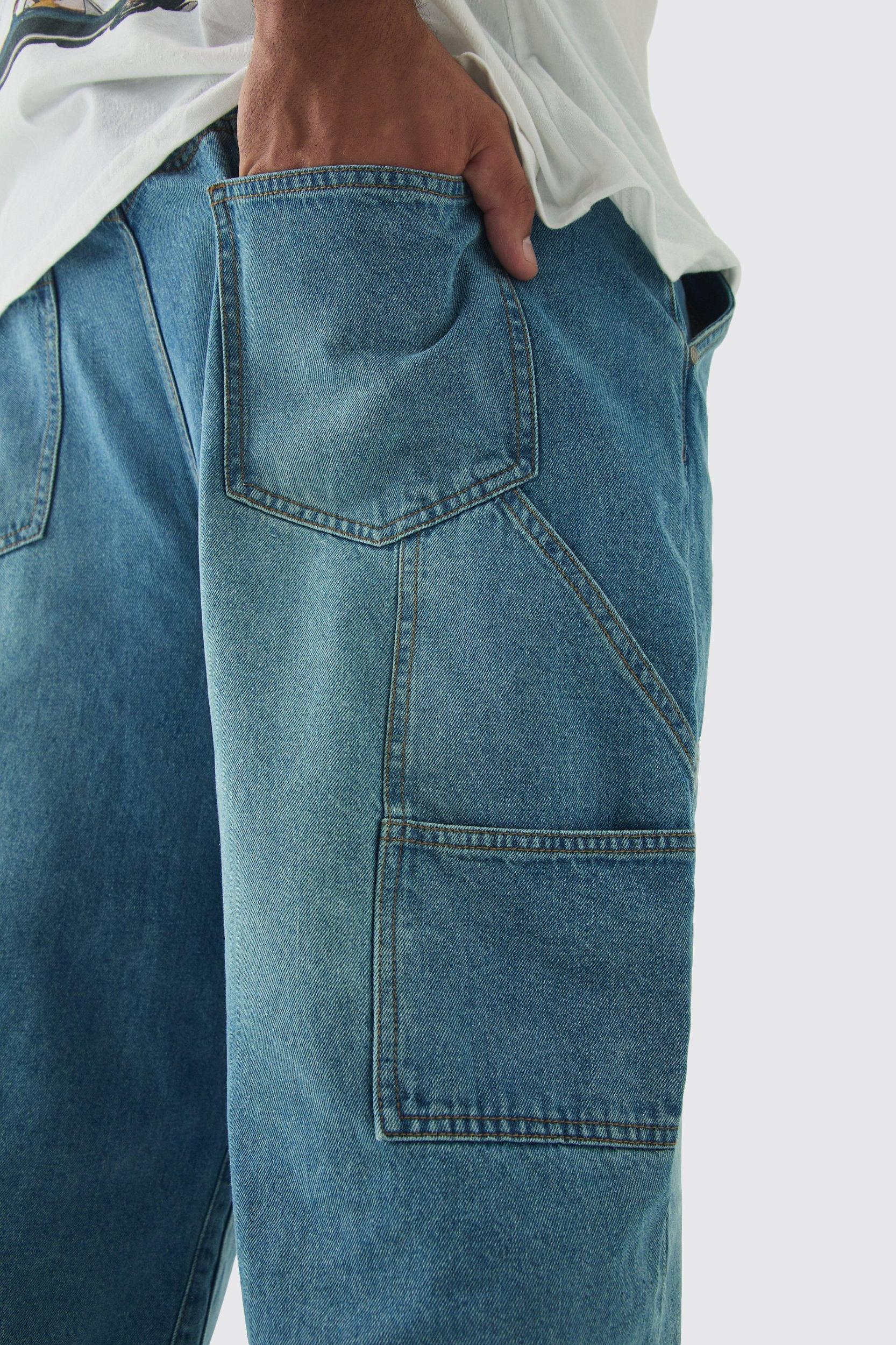 Plus Relaxed Fit Carpenter Jeans | boohooMAN USA Product Image