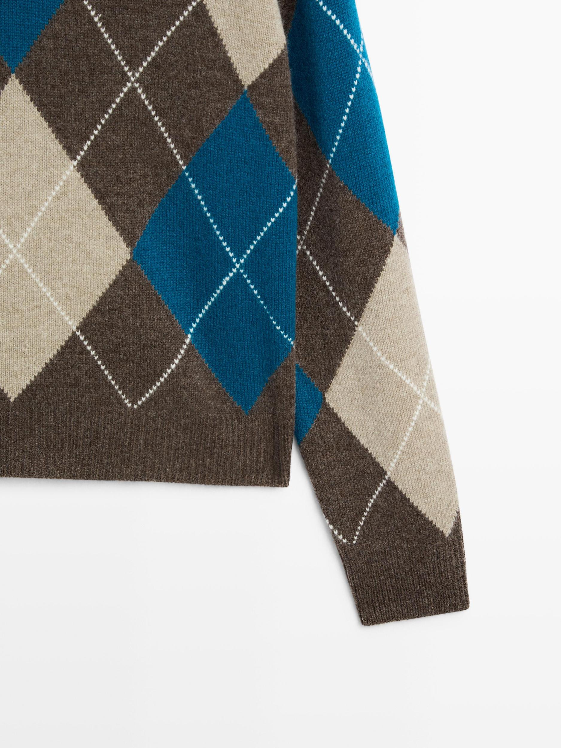 Wool blend argyle knit sweater Product Image