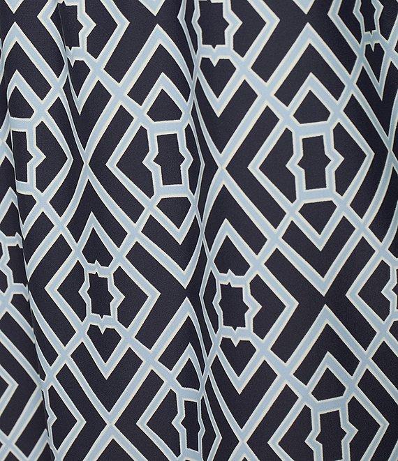 Jude Connally Kerry Garden Lattice Print Split V-Neck 3/4 Bell Sleeve Knit Shift Dress Product Image