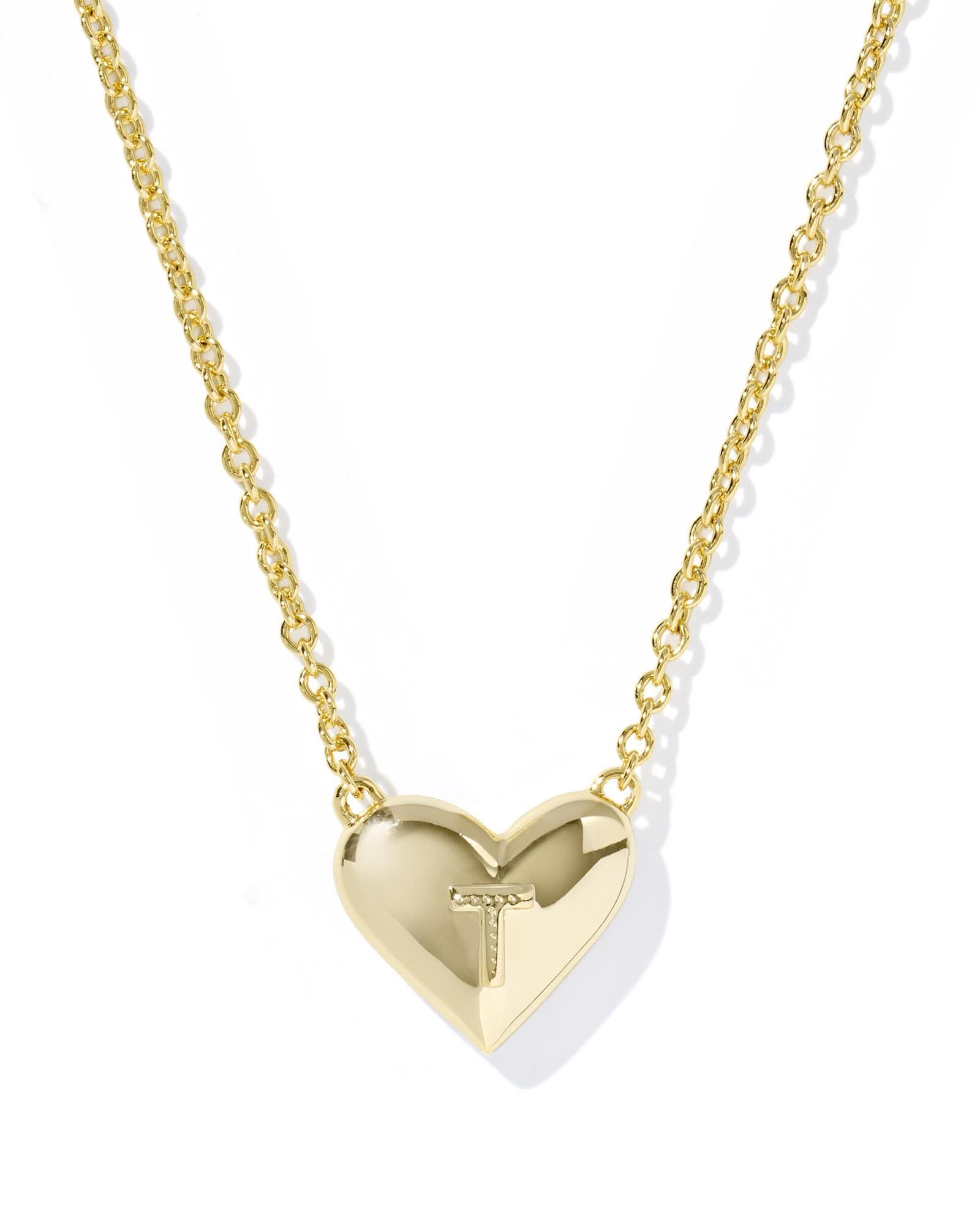 Ari Heart Letter T Gold Short Pendant Necklace Product Image