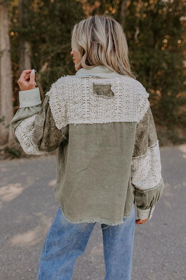 Boho Vibes Lightweight Chambray Jacket in Olive Product Image