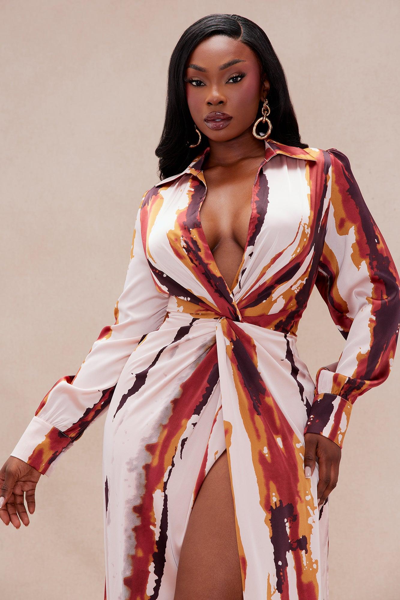 Sariah Satin Maxi Dress - Mauve/combo Product Image