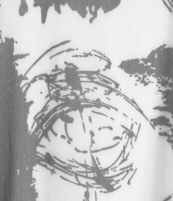 IC Collection Printed Mesh Boat Neck 3/4 Sleeve High Low Coordinating Top Product Image