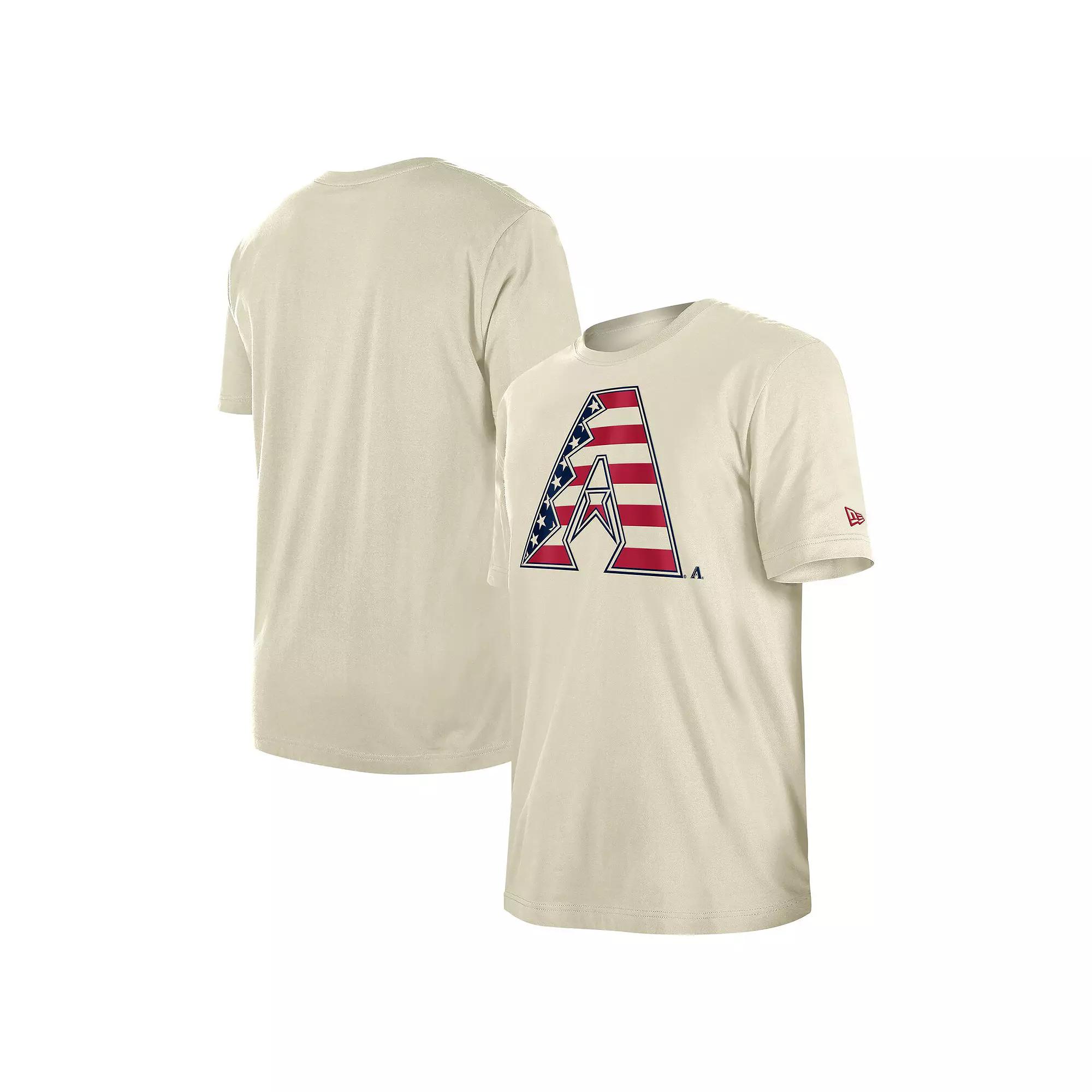 Men's New Era Cream Arizona Diamondbacks 4th of July Flag Fill T-Shirt, Size: Large, Beige Product Image