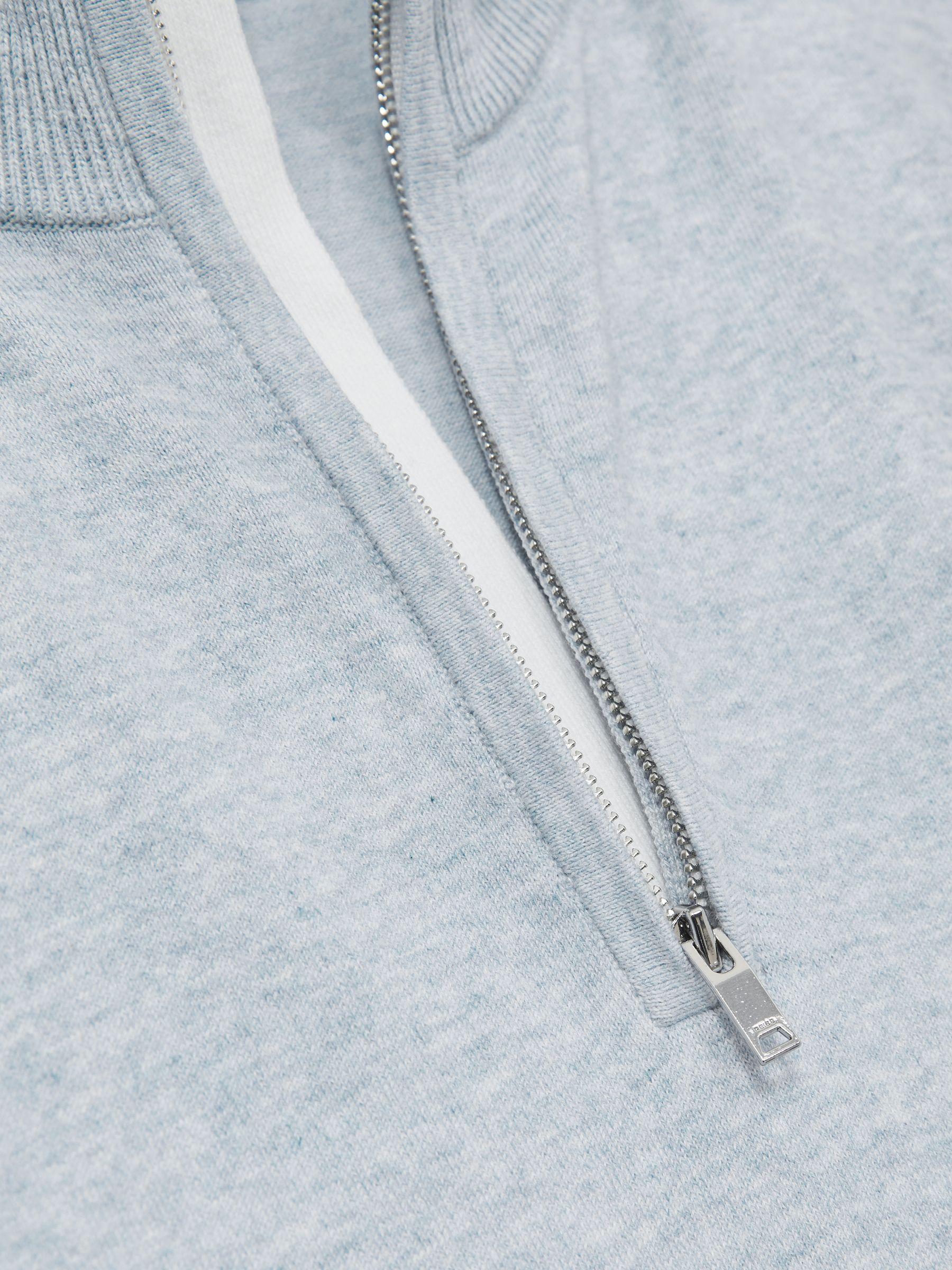 Cotton-Blend Half-Zip Jumper in Soft Blue Product Image