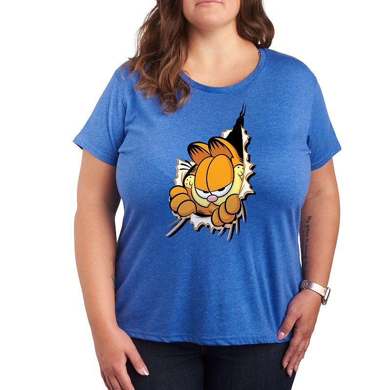 Plus Garfield Peeking Out Graphic Tee, Women's,  Product Image
