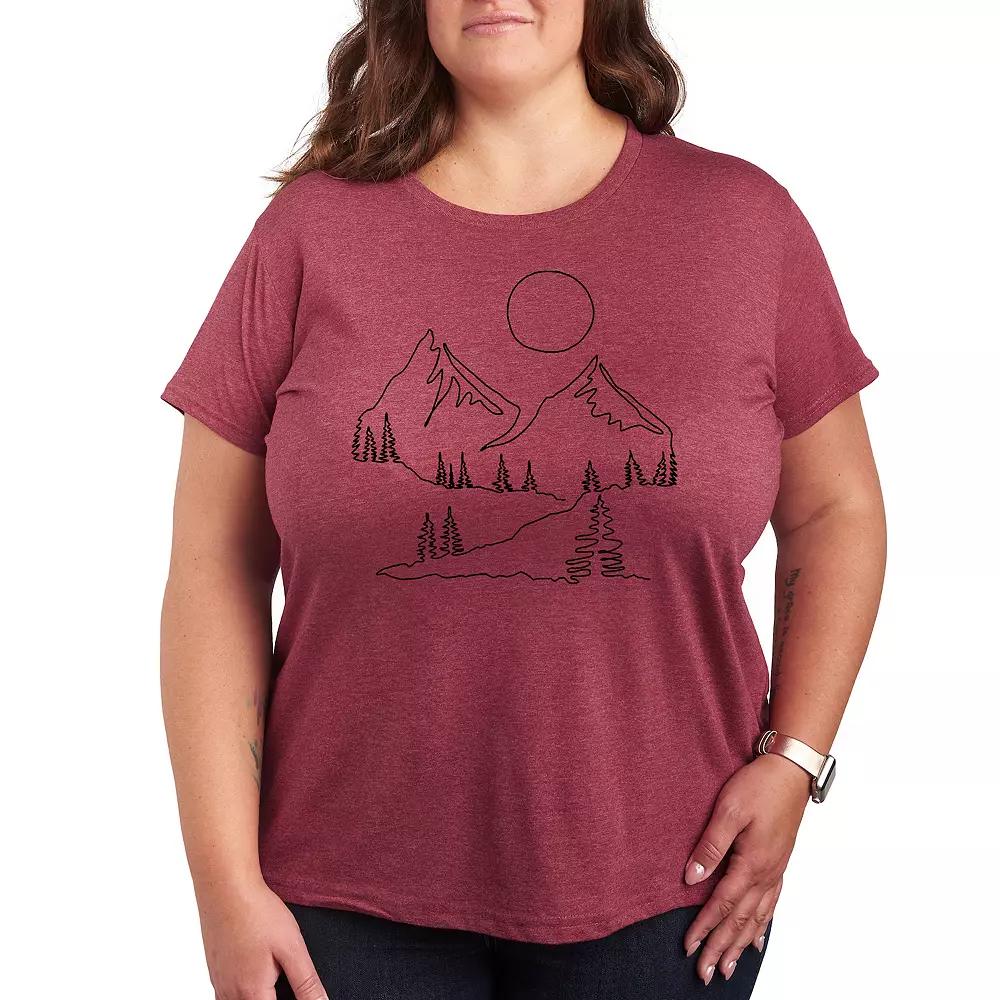 Plus Mountain Line Drawing Graphic Tee, Women's,  Product Image