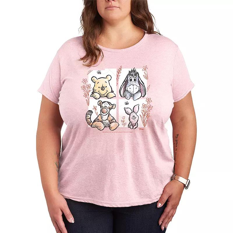 Disney's Winnie The Pooh Floral Grid Graphic Tee, Women's,  Product Image