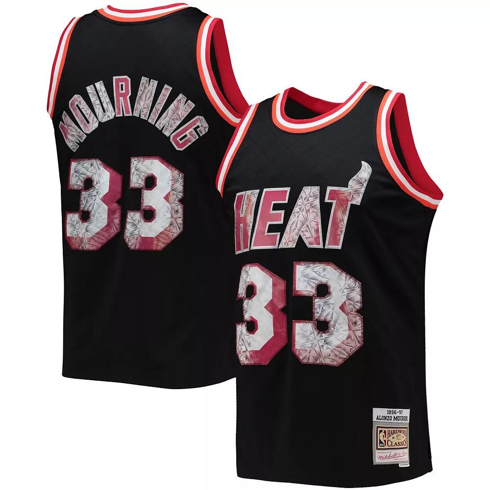 Men's Mitchell & Ness Alonzo Mourning Black Miami Heat 1996-97 Hardwood Classics NBA 75th Anniversary Diamond Swingman Jersey, Size: Medium Product Image