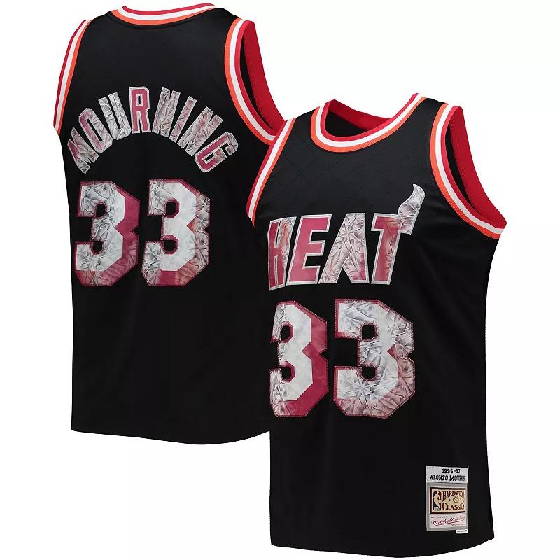 Men's Mitchell & Ness Alonzo Mourning Black Miami Heat 1996-97 Hardwood Classics NBA 75th Anniversary Diamond Swingman Jersey, Size: Medium Product Image